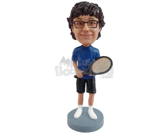 Custom Bobblehead Sporty looking tennis player wearing a t-shirt and shorts - Sports & Hobbies Tennis Personalized Bobblehead & Action Figure Custom Bobblehead Sporty looking tennis player wearing a t-shirt and shorts - Sports & Hobbies Tennis Personalized Bobblehead & Action Figure
